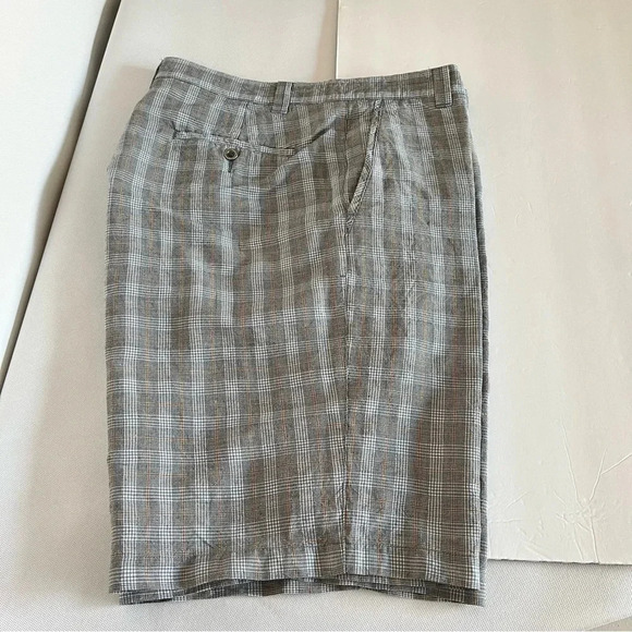 Tommy Bahama Size 36 Linen Silk Blend Shorts Blue Multi Plaid - Picture 2 of 7